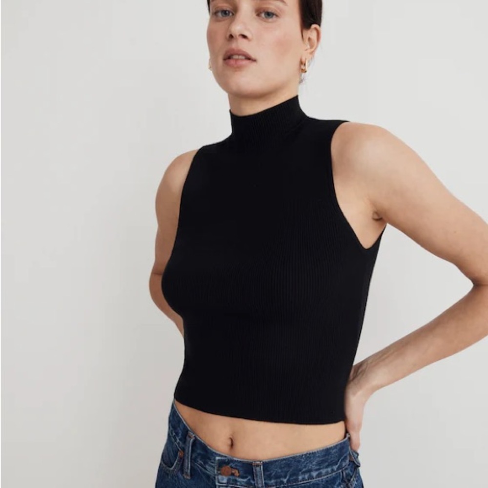 Madewell Signature Knit Mockneck Sweater Tank / True Black
